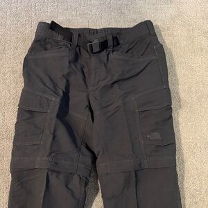 The North Face Convertible Tech Pants Mens Dark Gray Paramount Hiking Belted LG